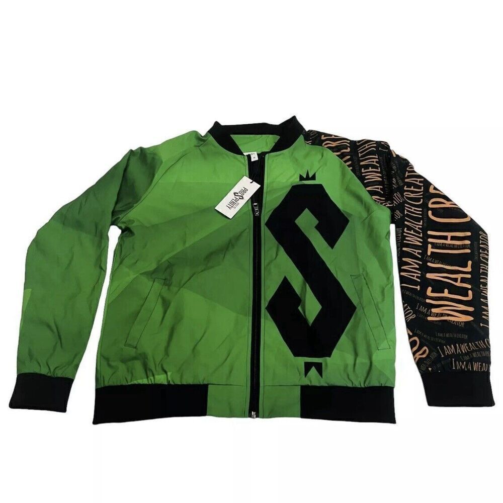 Prosperity Sz M WEALTH CREATOR Pro$Perity Casual Bomber Full Zip Jacket OOAK